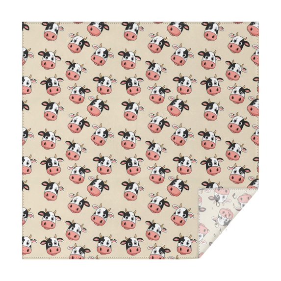 Beige Cow Head Pattern Square Tablecloth,Waterproof Square Table Cover,Wipeable Spillproof Washable Table Cover for Home Kitchen Party Decor 52"x52"(132x132cm)