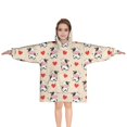 thumbnail image 1 of Beige Cow Heart Pattern Blanket Hoodies for Kids 6-13YR Oversize Wearable Blanket Hoodies for Boys Girls Teens, 1 of 7