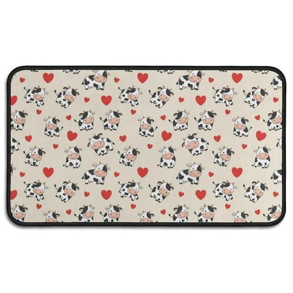 Beige Cow Heart Pattern Door Rugs,Washable Non Slip Door Mats Indoor,Decorative Door Mats,Entry Mat Indoor for Entrance,Bedroom,Kitchen,Bathroom,30"x17"