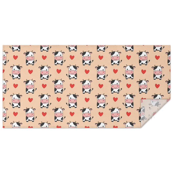 Beige Cow Heart Pattern Rectangle Tablecloth 60"x120",Waterproof Polyester Rectangle Table Cloth, Wipeable Spillproof Polyester Tablecloth for Dining, Camping, Indoor and Outdoor
