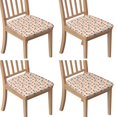 thumbnail image 1 of Beige Cow Heart Pattern Seat Covers for Dining Room Chairs Set Of 4,Stretch Printed Washable Chair Seat Cover with Elastic Ties and Button,Removable Waterproof Couch Cushion Covers, 1 of 6