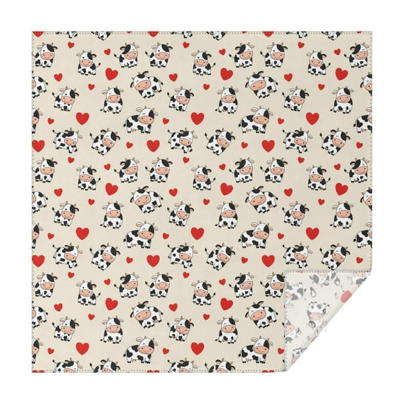 Beige Cow Heart Pattern Square Tablecloth,Waterproof Square Table Cover,Wipeable Spillproof Washable Table Cover for Home Kitchen Party Decor 52"x52"(132x132cm)