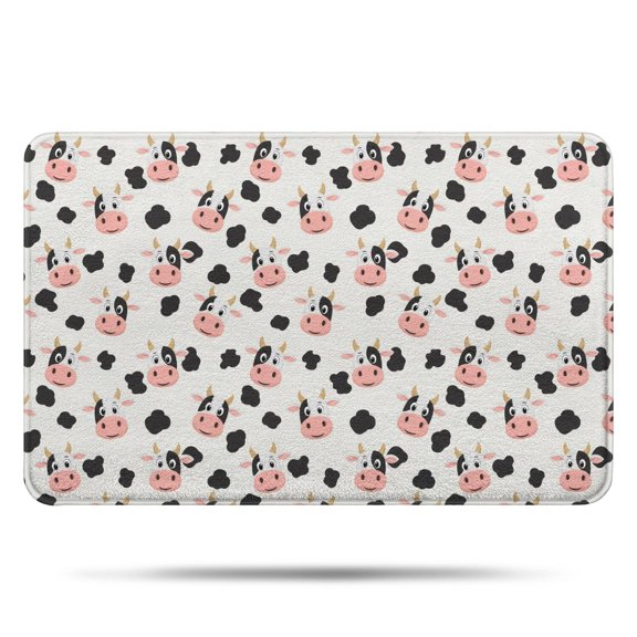 Beige Cow Spot Pattern Bathroom Rugs Mat,Non Slip Microfiber Bathroom Rug,Rubber Backing,Soft Bathroom Mats for Bathroom Floor,Tub and Shower,17x27in(43x68cm)