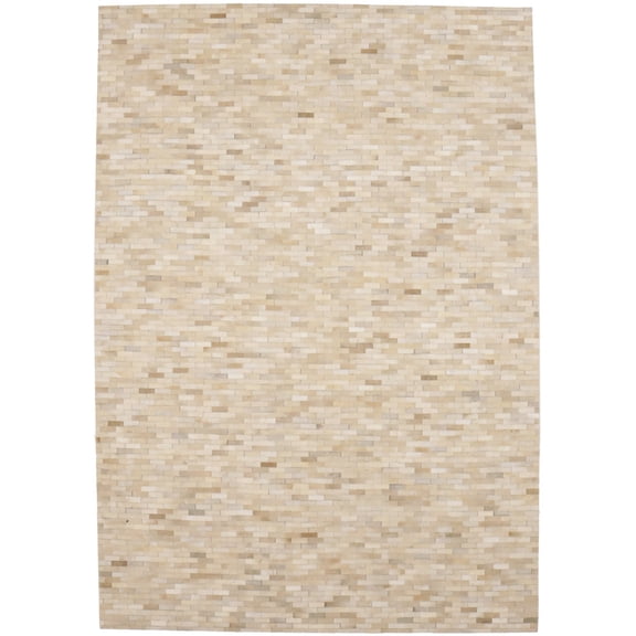 Beige Cream Cowhide 7X10 Modern Leather Rug