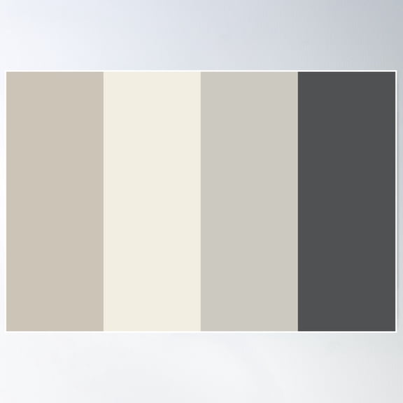 Beige Cream Gray 4 Bold Wide Vertical Stripe Pattern Pairs 2023 Coty Blank Canvas D_C-003 Poster Wall Art, Modern Wall Decor For Living Room Bedroom, 8x12 UNFRAMED