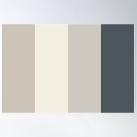 Beige Cream Gray Blue 4 Bold Wide Vertical Stripe Pattern Pairs 2023 Coty Blank Canvas D_C-003 Poster Wall Art, Modern Wall Decor For Living Room Bedroom, 8x12 UNFRAMED
