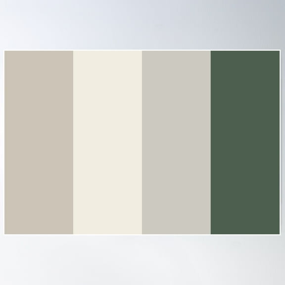 Beige Cream Gray Green 4 Bold Wide Vertical Stripe Pattern Pairs 2023 Coty Blank Canvas D_C-003 Poster Wall Art, Modern Wall Decor For Living Room Bedroom, 24x36 UNFRAMED