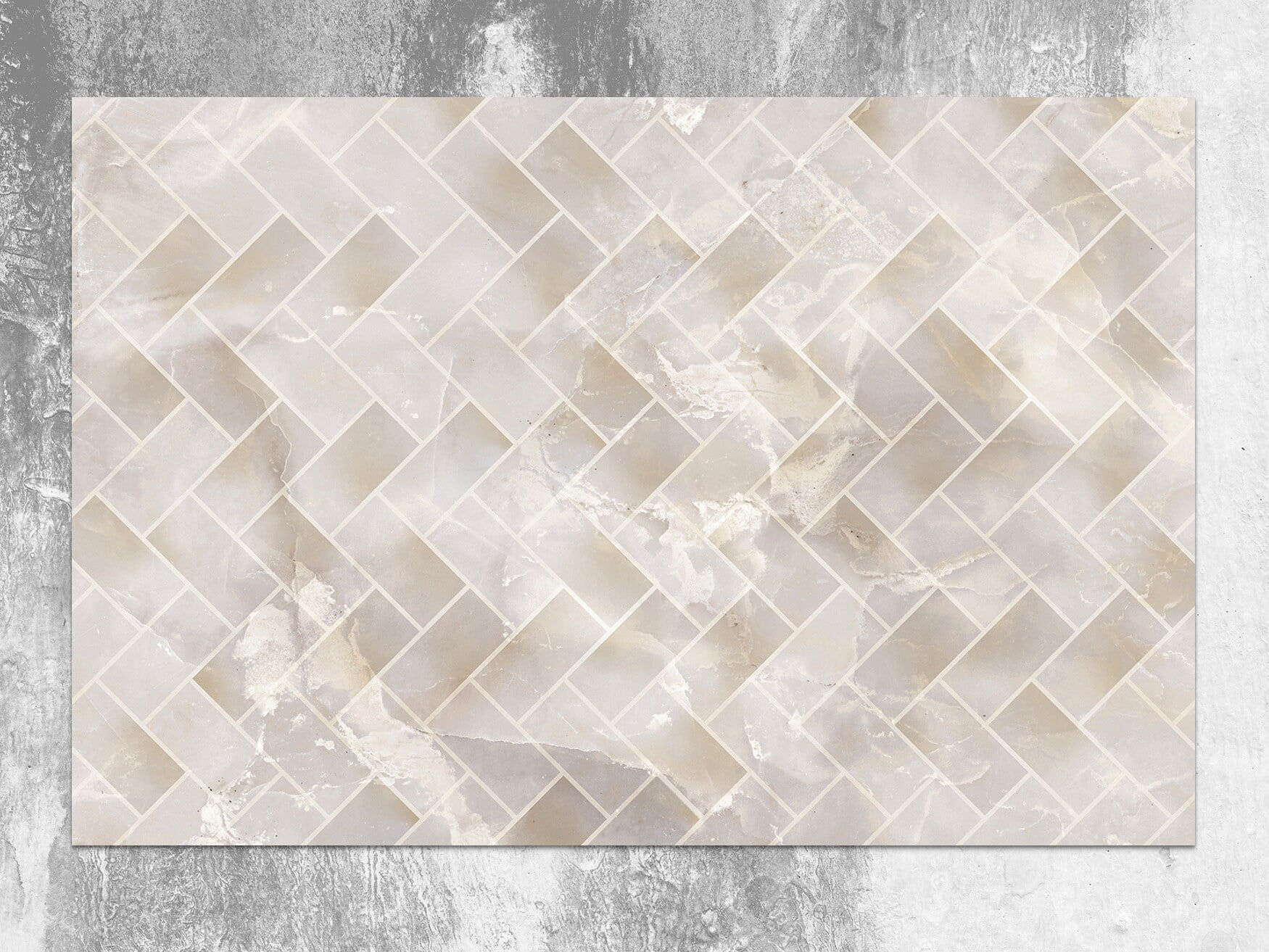 Beige Creaymy Marble Panels Mat, Gray Floor Mat, Beige Rug, Marble Linoleum Rug, Linoleum Mat