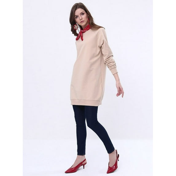 Beige - Crew neck - Tunic - Everyday Basic