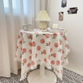 thumbnail image 1 of Beige Crochet Round Tablecloth with Tassels Embroidered Lace Tablecloth Farmhouse Floral Design Table Covers for Party Birthday Dinning Table Cloth, 1 of 5