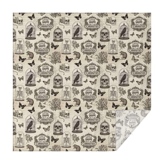 Beige Curiosity Shoppe Pattern Square Tablecloth,Waterproof Square Table Cover,Wipeable Spillproof Washable Table Cover for Home Kitchen Party Decor 42"X42"(107x107cm)