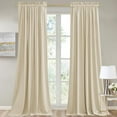 thumbnail image 1 of Beige Curtains 105 inches Long Elegant Velvet Thermal Curtains for Bedroom, Light Reducing Privacy Protect Window Panels for Living Dining Room, W52 x L105, 2 Panels, 1 of 9