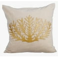 thumbnail image 1 of Beige Cushion Cover, Sea Ocean Beach Theme Metallic Faux Leather Applique Pillowcase, 20x20 inch (50x50 cm) Pillow Cover, Floral Pillow Cover, Cotton Linen, Sea - Gold Sea Weeds, 1 of 2