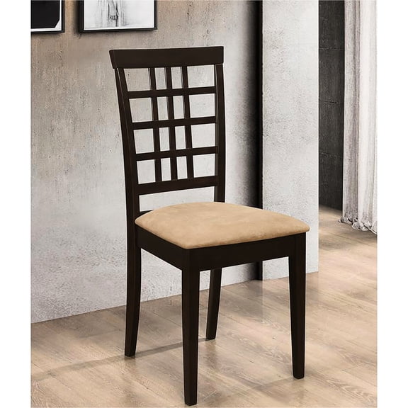 Beige Cushioned Seats - Openwork Design - Dining Table - Two - Tone Elegance