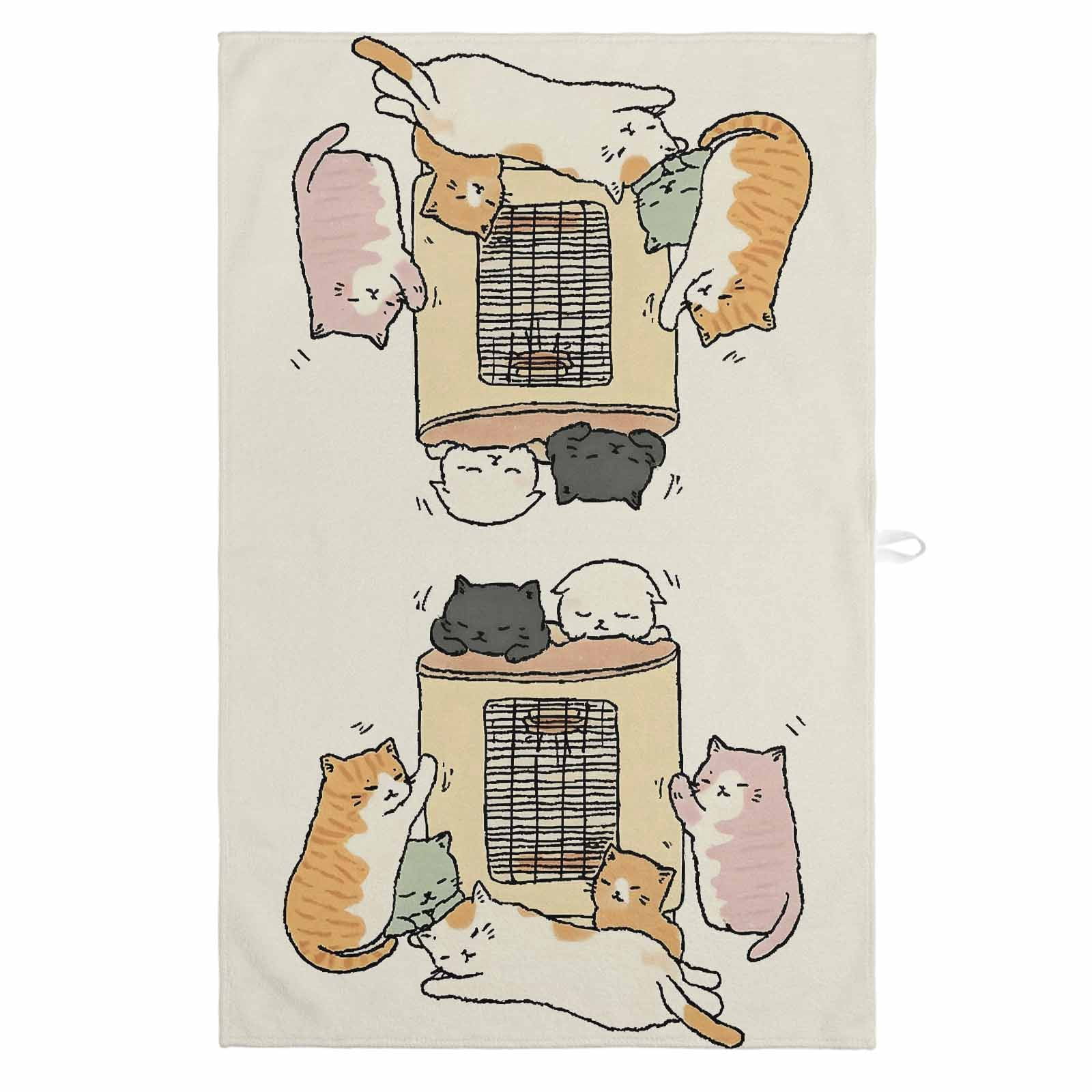 Beige Cute Cat 1 Pack Kitchen Towel, Water Absorbent Dish Towel ...