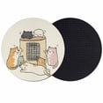 thumbnail image 1 of Beige Cute Cat Coasters Set of 2, Absorbent Coasters for Drinks, Cartoon Funny Heater Cats Coaster for Desk Coffee Table Protection, Home Decor House Warming Gifts 4", 1 of 8