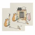 thumbnail image 1 of Beige Cute Cat Kitchen Dish Towels for Drying Dishes Set of 2, Cartoon Funny Heater Cats Waffle Weave Microfiber Hand Tea Bathroom Towels Quick Dry & Absorbent Towel 12x12, 1 of 7
