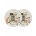 thumbnail image 1 of Beige Cute Cat Round 13 Inch Placemats Set of 2, Cartoon Funny Heater Cats HeatResistant Non Slip Place Mats for Dining Table, Wipeable Braided Kitchen Table Mats for Housewarming, 1 of 9
