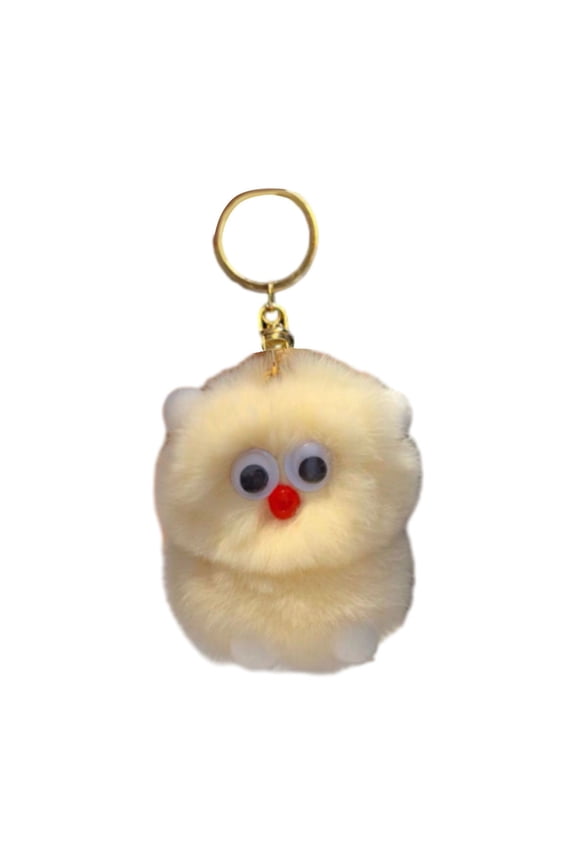 Beige Cute Little Owl Car Keychain Pendant High Grade Plush Schoolbag Pendant Birthday Gift To Give You A Different Experience Polyester Material Beige