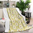 thumbnail image 1 of Beige Daisy Flower White Blooms Pattern Blanket,Comfortable Soft Lamb Wool Throw Blanket,All Season,Warm Lightweight Blankets for Sofa Bed Couch Living Room Chair,40"x50", 1 of 4