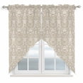 thumbnail image 1 of Beige Damask Kitchen Window Curtains, Swag Curtains Valance for Bedroom Living Room Bathroom, Vintage Country Scroll Floral Patterned Rod Pocket Window Treatment Curtain Block Drapes 2 Panels 36"x63", 1 of 9