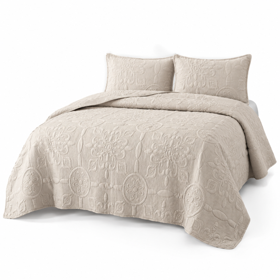 Beige Damask Quilt Size Bedding Sets With 1ow Sham Boho Bedspread Lightweight Soft Farmhouse Vintbohemian Coverlet Retro Jacquard