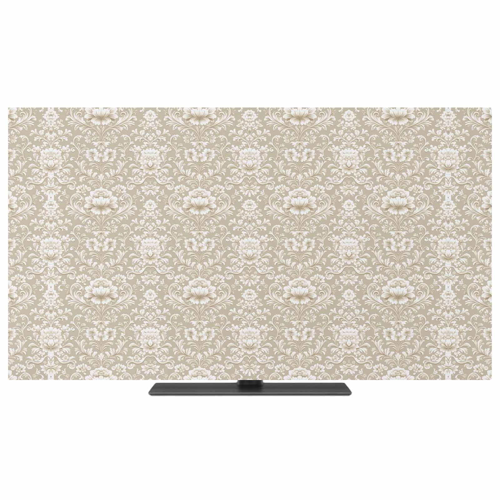 Beige Damask TV Dust Cover,Stretchable TV Screen Desktop Computer ...