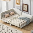 thumbnail image 1 of Beige Daybed With Headboard, Armrest And Frame - Comfortable Sleep Linen Solid Leg Framework Stylish Choice, 1 of 7