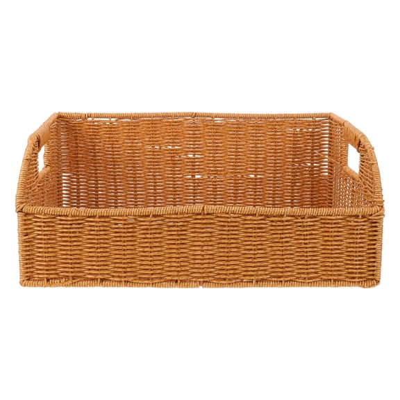 Beige Desktop Organizer Basket with Handle for Efficient Document Storage