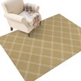 thumbnail image 1 of Beige Diagonal Plaid Washable Area Rug 3 x 5 ft Modern Crosshatch Lines Argyle Geometric Soft Non‑Slip Rugs Stain Repellent Indoor Mats for Entry Foyer, Apartment Living Corner Dining Nook, 1 of 9