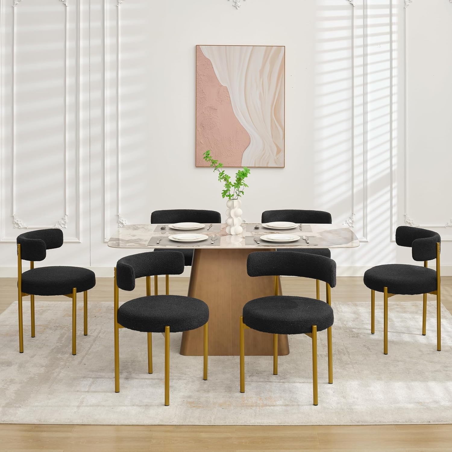 Beige Dining Chairs Set of 2 Boucle Dining Chairs Upholstered Kitchen