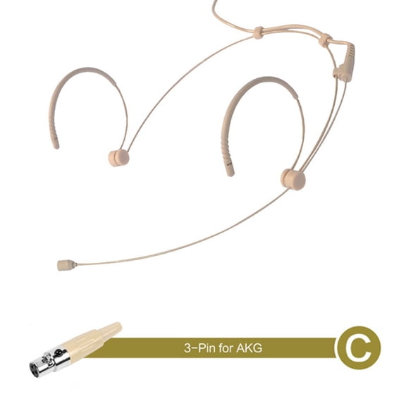 Beige Double Earhook Headset Mic Headworn Microphone 3.5mm 3 Pin 4 Pin Xlr C