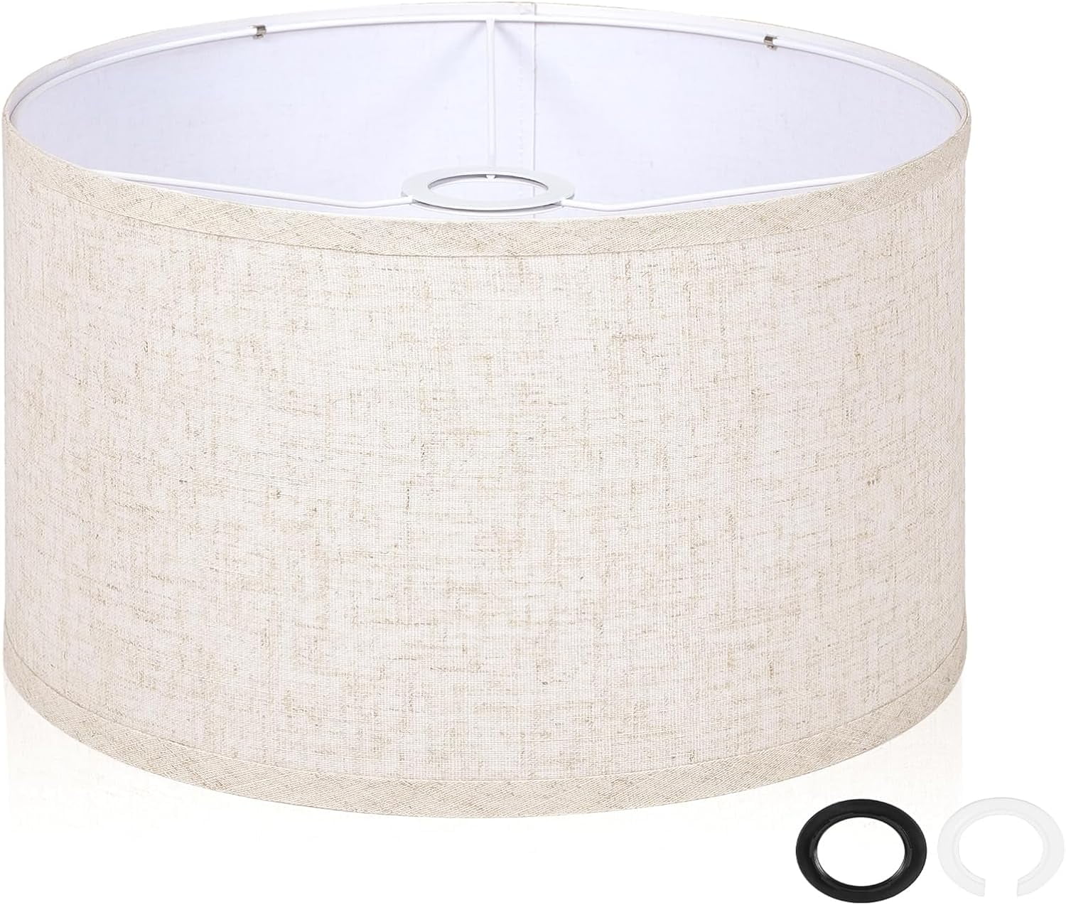 Beige Drum Lamp Shades for Floor Lamps, 12" Top x 12" Bottom x 9" High ...
