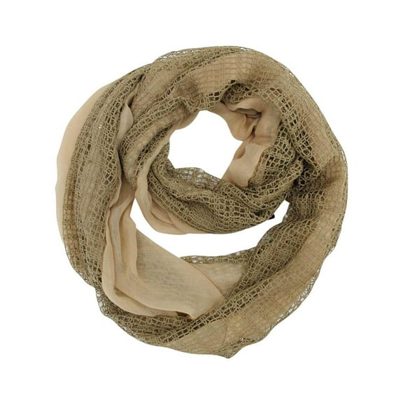 Beige Dual Layered Infinity Scarf With Sequins