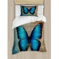 thumbnail image 1 of Beige Duvet Cover Set, Butterfly Vintage British Grunge Victorian on Weathered Looking Background Spring, Decorative 2 Piece Bedding Set with 1 Pillow Shams, Twin Size, Multicolor, by Ambesonne, 1 of 3