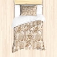 thumbnail image 1 of Beige Duvet Cover Set, Exotic Marine Animals in Retro Style Illustration Shells Starfish Seahorse Contemporary, Decorative 2 Piece Bedding Set with 1 Pillow Shams, Twin Size, Beige, by Ambesonne, 1 of 3