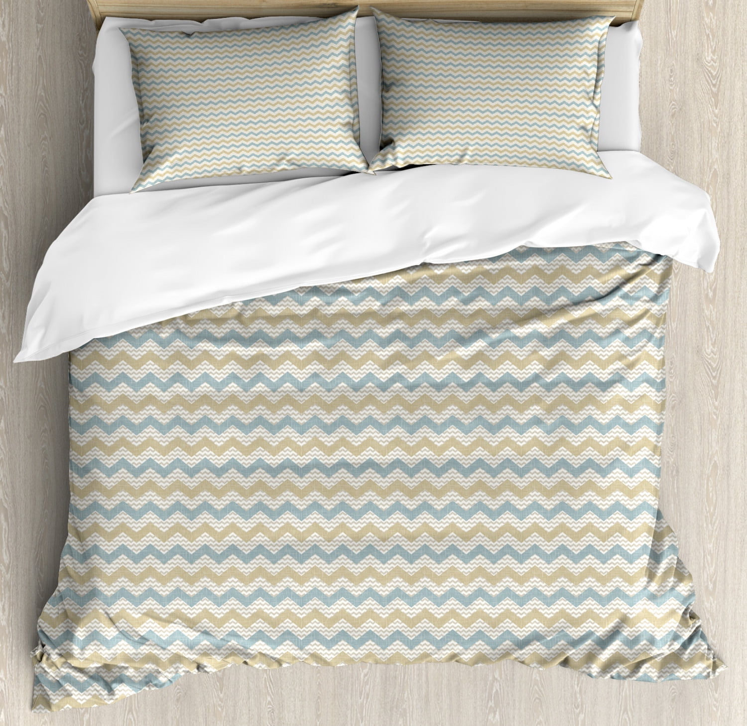 Beige Duvet Cover Set Queen Size, Chevron Stripe with Herringbone Line ...