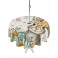 thumbnail image 1 of Beige Easter Bunny Outdoor Tablecloth - 54 Inch Round Dining Table Cover, Spring Easter Eggs Floral Rustic Burlap Waterproof Outdoor Table Cloth with Umbrella Hole & Zipper for Picnic/Patio/Party, 1 of 7