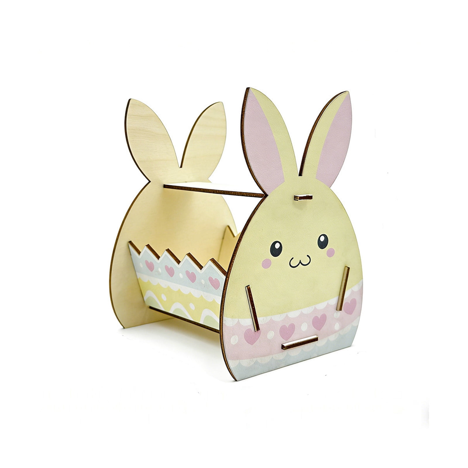 Beige Easter Wooden Rabbit Storage Basket 2Pc Desktop Organizer ...
