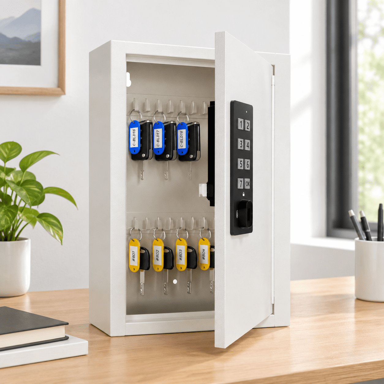Beige Electronic 40 Key Cabinet Lock Box For Organizing And Securing ...