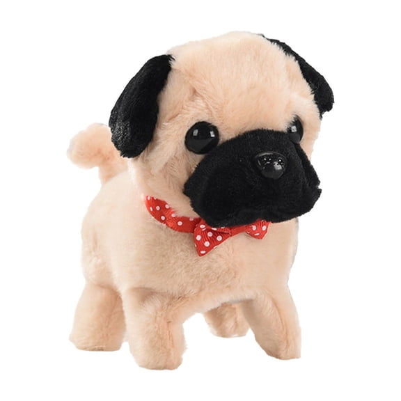 Beige Electronic Plush Puppy Toy Walks And Makes Barking Sounds Soft Interactive Pet For Children
