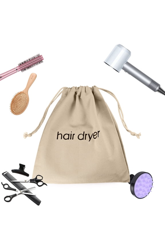 (Beige) English Embroidered Canvas Drawstring Bag,1* (Beige) English Embroidered Canvas Drawstring Bag