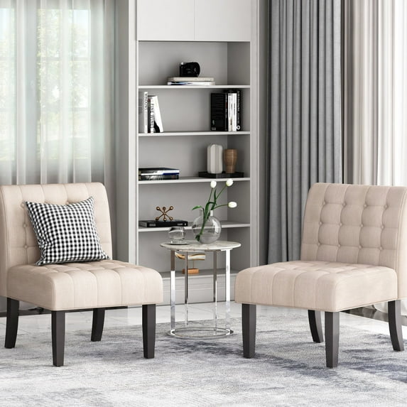 Beige Fabric Accent Chair Set for Any Home / Combine Function and Contemporary Look