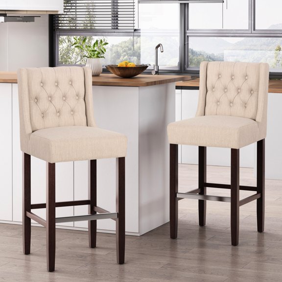 Beige Fabric Barstool | For Home Entertainment Areas | Breathable Fabric | Eases Long - Term Sitting Pain