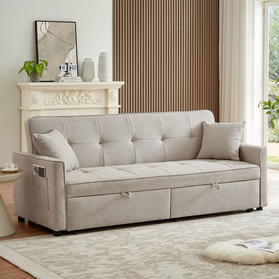 Beige Fabric Sofa Bed - Add a Warm Touch to Your Home
