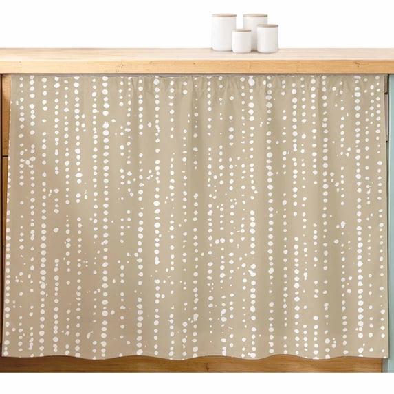 Beige Faded Stripes Cabinet Curtains 10" W x 11" L, Vintage Abstract Art Minimalist Dots Lines Under-Desk Privacy Dust Proof Drape Dishwasher Curtain Sink Skirt for Kitchen Closet Bathroom Laundry