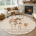 thumbnail image 1 of Beige Farm Animals Round Area Rug 5ft, Vintage Cow Farmhouse Washable Non-Slip Circle Rugs for Bedroom Living Room Kitchen, Soft Low Pile Carpet for Dining Room Playroom Nursery, 1 of 9