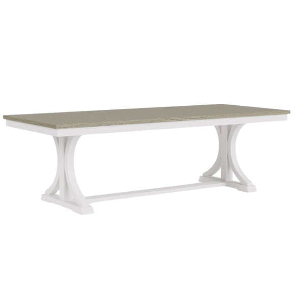 Beige Farmhouse Dining Table for 6, Wooden Trestle Kitchen Table