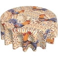 thumbnail image 1 of Beige Farmhouse Roosters Round Tablecloth Thicken Desk Cloth Washable Table Cover Table Cloth for Kitchen Daily Dinning Party Tabletop Decor 60 Inch, 1 of 6