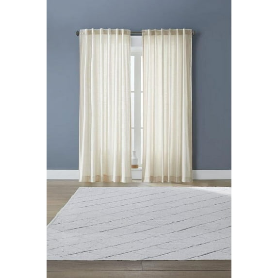 Beige Farmhouse Stripe Light Filtering Curtain Panel, 50x95, 1 Pack